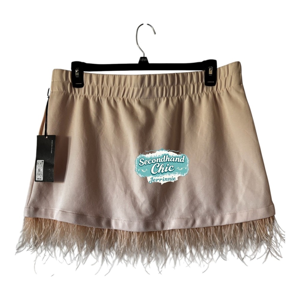 Future Collective Light Pink Feather Trim Mini Skirt XXL NWT - Picture 2 of 7